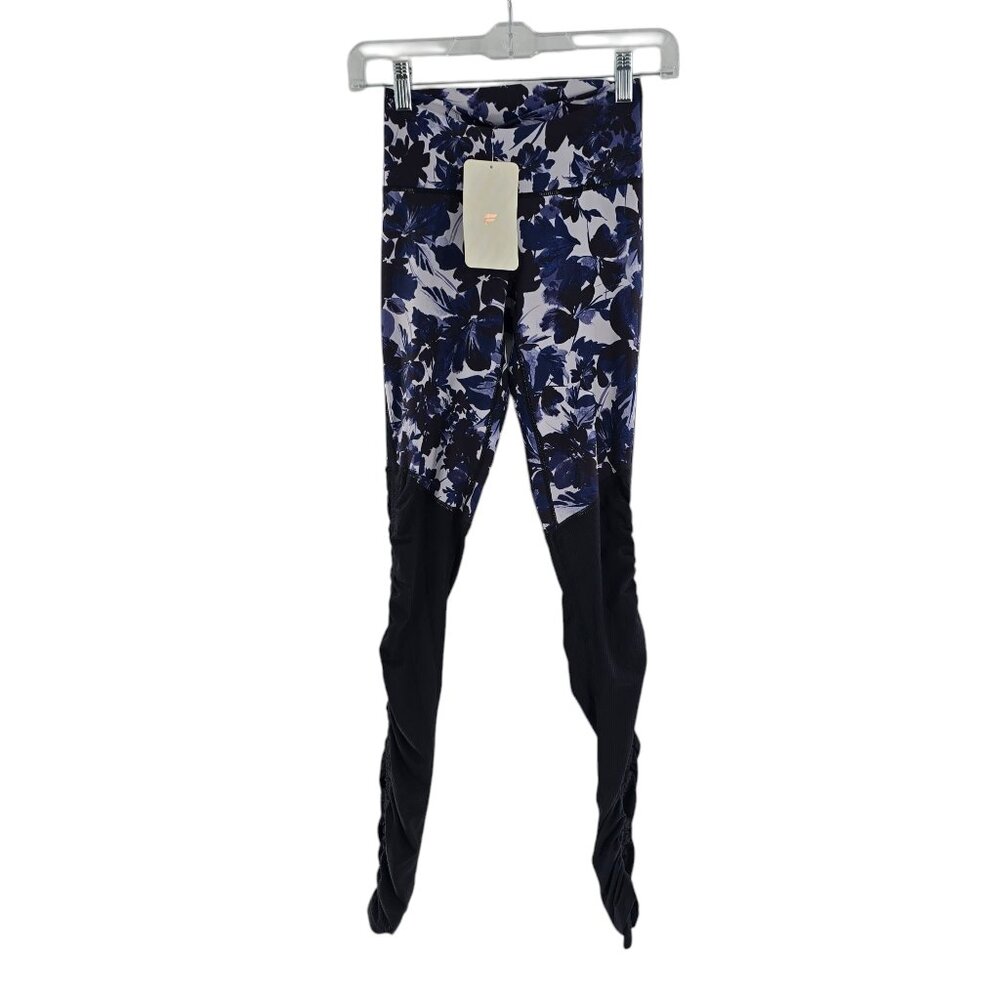 Fabletics Cashel Foldover PureLuxe Legging Blue Floral Black Women’s Size‎ XXS